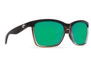Costa Del Mar Anaa Shiny Black Brown Sunglasses Green Lens 580G