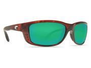 Costa Del Mar Zane Tortoise Rectangular Sunglasses Green Lens 400G
