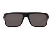 Costa Del Mar Motu Matte Black Teak Square Sunglasses Gray Lens 580P