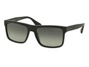 Prada 0PR 01SSF Sun Full Rim Rectangle Mens Sunglasses Size 57 Matte Blck Light Grey Gradient Dark
