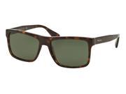 Prada 0PR 01SSF Sun Full Rim Rectangle Mens Sunglasses Size 57 Havana Green