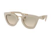 Prada 0PR 14SS Sun Full Rim Irregular Womens Sunglasses Size 49 Ivory Light Brown Grad Light Gr