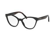 Prada 0PR 02TV Optical Full Rim Cat Eye Womens Sunglasses Size 52 Black Clear Lens