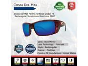 Costa Del Mar Permit Tortoise Rectangular Sunglasses Blue Lens 580P