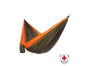 Just Relax Double Portable Lightweight Camping Hammock With KISH Bug Repellent 10.6x6.6 Feet Green Orange