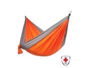 Just Relax Double Portable Lightweight Camping Hammock With KISH Bug Repellent 10.6x6.6 Feet Orange Grey