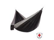 Just Relax Double Portable Lightweight Camping Hammock With KISH Bug Repellent 10.6x6.6 Feet Black Grey