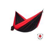 Just Relax Double Portable Lightweight Camping Hammock With KISH Bug Repellent 10.6x6.6 Feet Black Red