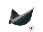 Just Relax Double Portable Lightweight Camping Hammock With KISH Bug Repellent 10.6x6.6 Feet Green Grey