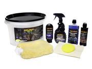 Professional Auto Chem Car Care Kit 8 Piece Set Includes Wax Foam Applicator Washing Mitt Polishing Cloth 8 Liter Bucket Scratch Off Wash and Shine Eco