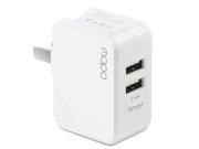 Mopo 12W 2.4A Dual USB Wall Charger Powerport 2 Home Travel Quick Charger with iSmart Technologe for iPhone iPad Samsung Galaxy Power Bank and Tablets