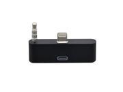 8 Pin Lightning to 30 Pin Female Adapter with 3.5mm Audio Plug for iPhone 5 5S 5C iTouch 5 black