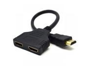 HDMI 1 to 2 Splitter Cable Male to Female M F 1 in 2 out Adapter Converter Black