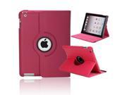 360 Degree Rotating Stand Litchi Leather Case for iPad 2 3 4 Rose Red