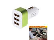 5.1A 3 USB Ports Universal Quick Charging Car Power Adapter 12 24V White Green