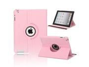 360 Degree Rotating Stand Litchi Leather Case for iPad 2 3 4 Pink