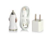 AC Power Car Charger Adapters USB to 8 Pin Lightning Cable for iphone 6 6 plus 5 5S 5C iTouch 5 nano 7 White