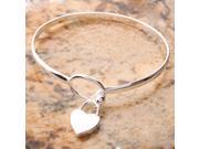 Charm Peach Heart 625 sterling silver Bangle Bracelet