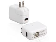 Universal AC Power Charger Adapter with 2 USB Ports for iPhone iPad iPod White US Plug