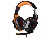 EACH G2000 Over ear Headphone with Mic Stereo Bass LED Light for PC Game Black Orange