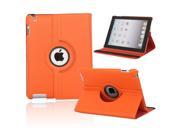 360 Degree Rotating Stand Litchi Leather Case for iPad 2 3 4 Orange