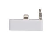 8 Pin Lightning to 30 Pin Female Adapter with 3.5mm Audio Plug for iPhone 5 5S 5C iTouch 5 White