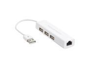 HUNT 100 USB 2.0 Ethernet Adapter with 3 Port Hub White