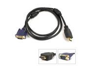 1.8M 6ft 15pin Gold HDMI Male to VGA Male Cable Blue
