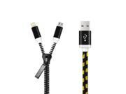 Creative Zipper Style 2 in 1 USB to 8 Pin Micro USB Cable for iPhone iPad iPod Samsung other Phone Black