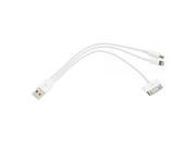 1 to 3 Micro USB 30 pin 8 pin Data Transmitting Charing Cable for iPhone 6 Plus 5 5S 4 4S Samsung Other Phone White 20cm