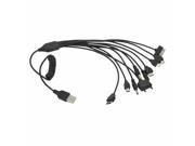 90cm USB 1 to 10 Stretchable Multi functional Universal Charging Cable for iPhone SAMSUNG Other Phone Black