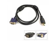 1.5M 4.9ft 15Pin Gold HDMI Male to VGA Male Cable Blue Black