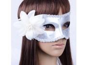 Fashion Plastic Half Face Masquerade Mask with Flower White