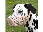 Leather Basket Muzzle adjustable Dog Muzzle Mask Size 6 Beige
