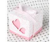 Korean Wedding Supplies Creative Heart shaped Hollow Square Candy Box With Ribbon Pink