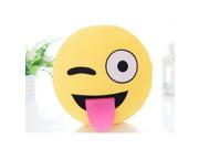 Soft Emoji Smiley Naughty Emoticon Round Cushion Pillow Stuffed Plush Toy Doll Yellow