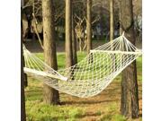 New Outdoor Camping Goods Wood Pole Cotton Rope Netted Shape Hammock Bed White
