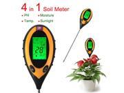 Professional 4 in1 LCD Temperature Sunlight Moisture PH Garden Soil Tester Meter