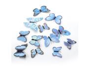 12Pcs Art Decal Home Room Wall Stickers 3D Butterfly Stickers Fridge Magnet Blue