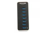 7 Ports 3A Battery USB 3.0 Round Hub for Computer White and Black