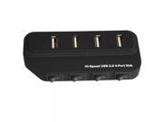 4 Port High Speed USB 2.0 HUB with 4 Switch Buttons Black