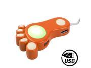 Feet Style 4 Ports USB 2.0 HUB with Charging Colorful Light Plug and Play Orange
