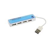 High Performance 4 Port USB 2.0 HUB Plug and Play Max Support 500GB Baby Blue