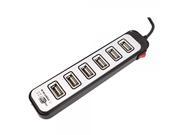 7 Port USB 2.0 High Speed Hub with Sliding Closure White with Black