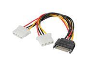 SATA 15 Pin to Dual 4 Pin Power Adaptor SATA Y Splitter Cable Power Supply Cable