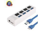 4 Ports USB 3.0 HUB Super Speed 5Gbps Plug and Play Support 1TB White