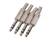4Pcs 6.35mm Three Dimensional Male Connector Silver