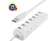 5Gbps Super Speed 7 Ports USB 3.0 HUB with LED Indication for Desktop Laptop PC Mac White 3007 White