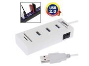 2 in 1 USB 2.0 TF SD Card Reader 3 port HUB Cable Length 80cm White