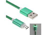 1m Woven Style Micro USB to USB 2.0 Data Sync Cable with LED Indicator Light for Samsung Galaxy S6 S6 Edge S6 Edge Note 5 Edge HTC Sony Green